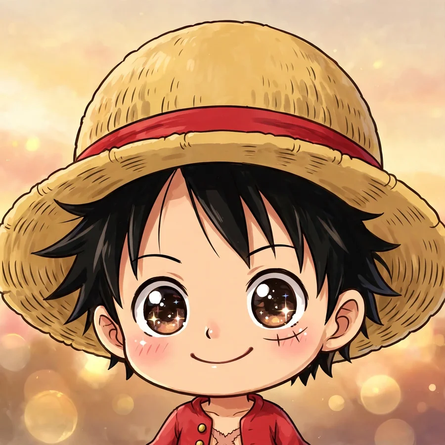 Cute luffy pfp: original chibi captain with an oversized straw hat