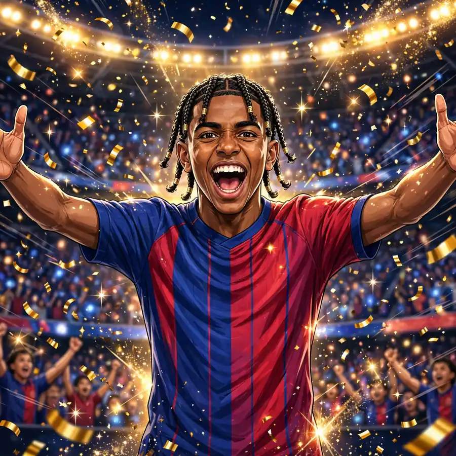 Lamine Yamal celebration pfp: original arms wide goal