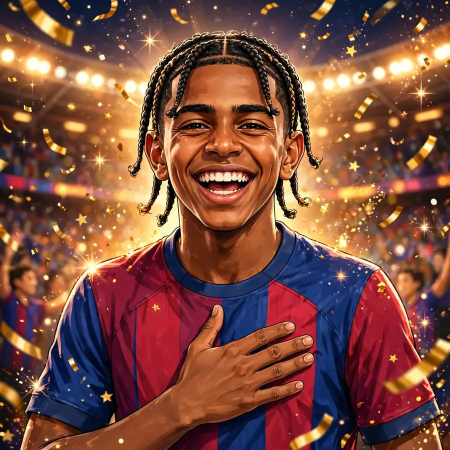 Lamine Yamal celebration pfp: original trophy lift