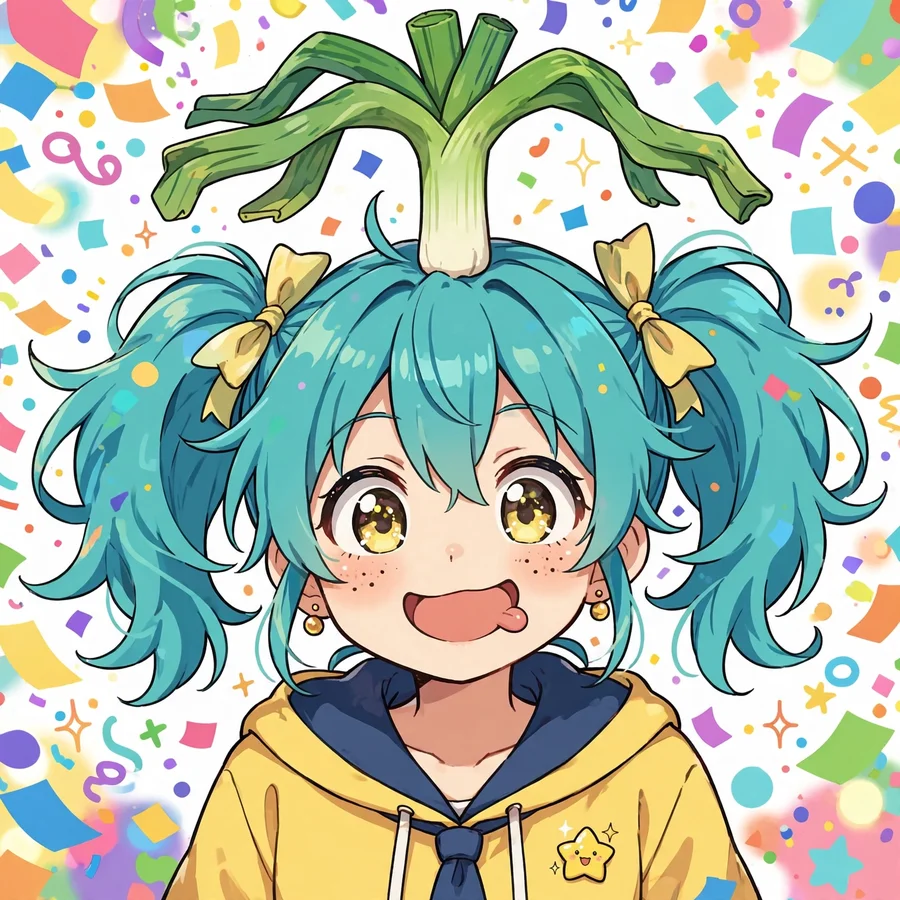 Funny miku pfps: original comedic anime art with leek hat and goofy expression