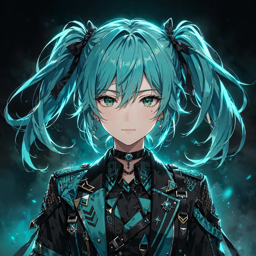 Hatsune miku profile picture: original anime portrait with dramatic rim lighting