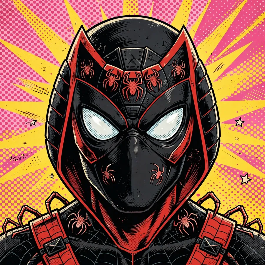 Aesthetic Miles Morales pfp: original portrait in retro comic halftone dot style