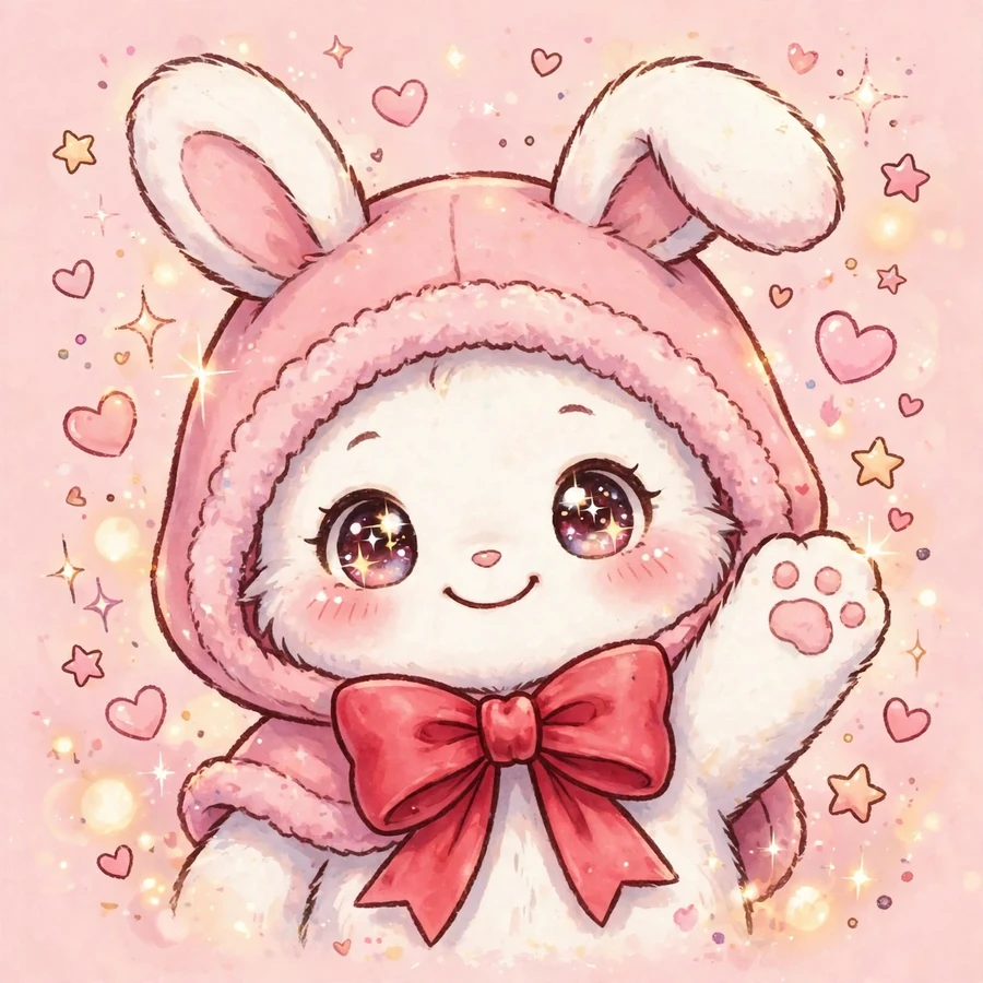 Cute my melody pfp: original pink-hooded bunny with a sweet smile and bow