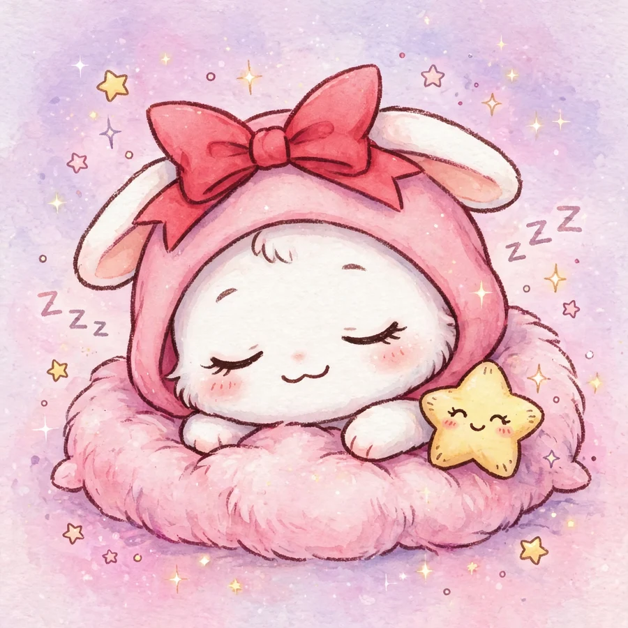 My melody pfp cute: original happy bunny twirling with flower petals
