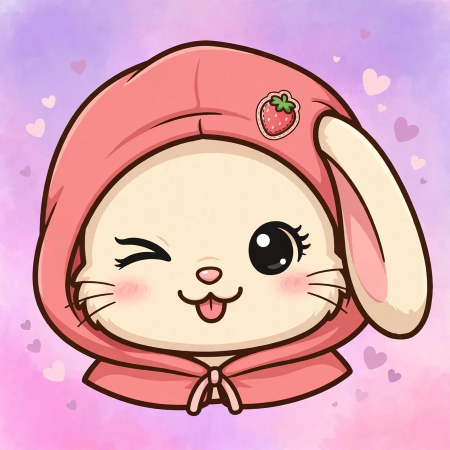 Pfp my melody: original bunny profile pic with a playful wink