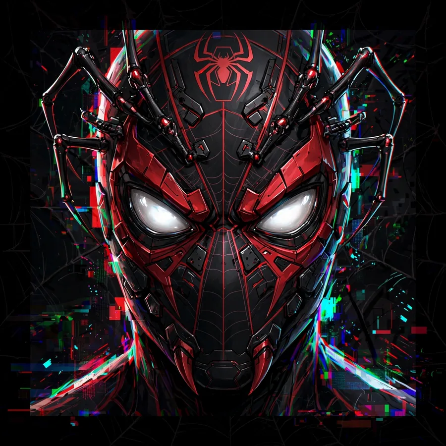 Spider-Verse Miles Morales pfp: original portrait with RGB glitch effect