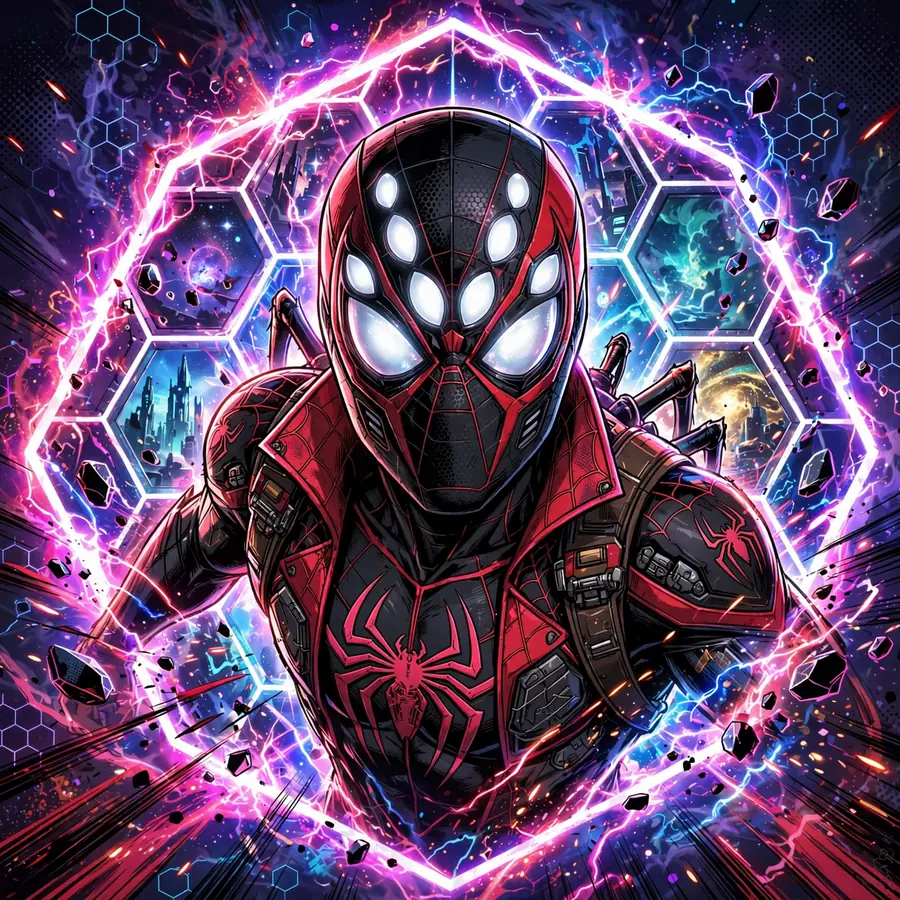 Miles Morales pfp: original hero stepping through a multiverse portal