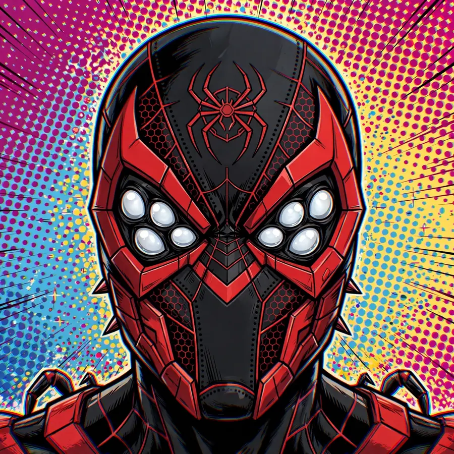 Spider-Verse Miles Morales pfp: original halftone art with chromatic aberration