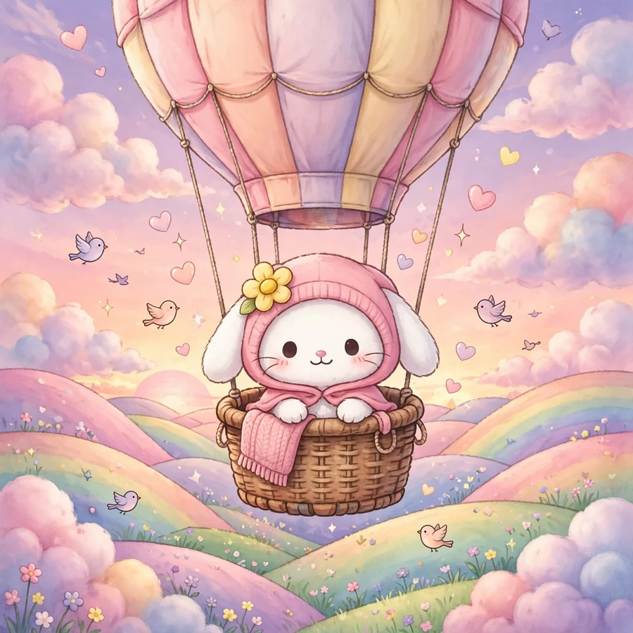 Aesthetic my melody wallpaper: original bunny among cherry blossoms