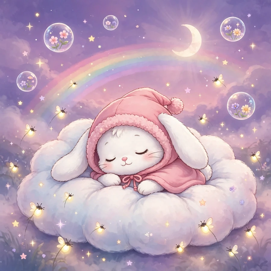 My melody wallpaper: original bunny in a dreamy pastel landscape