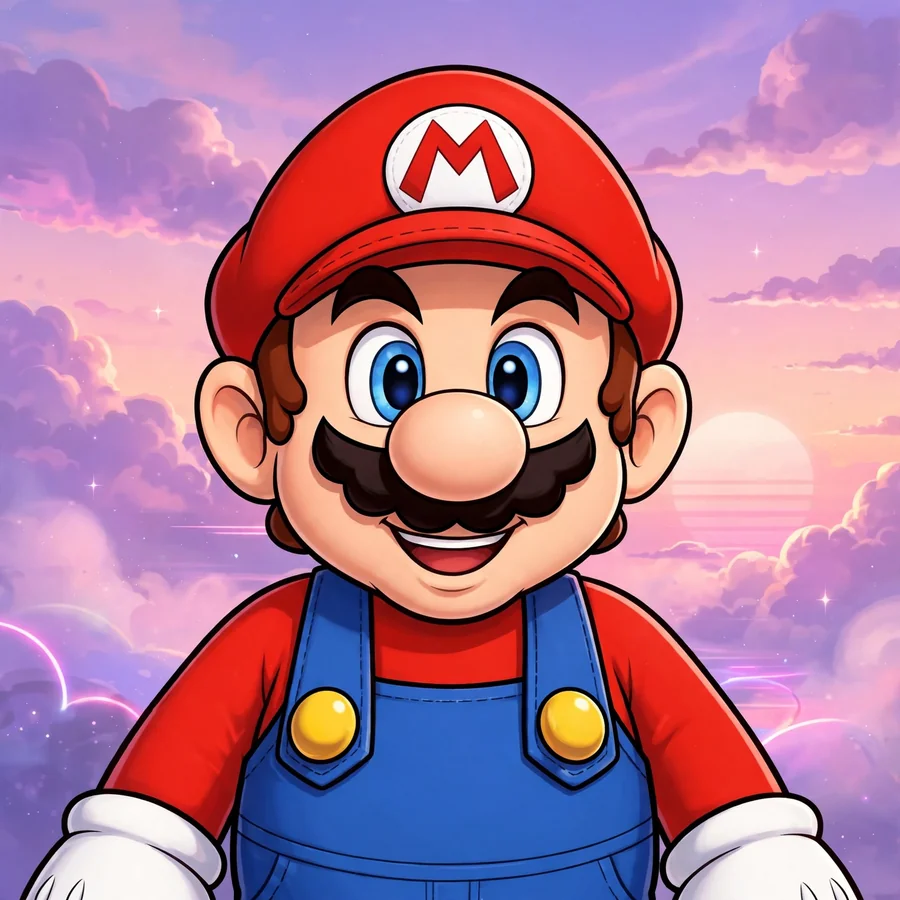 Aesthetic Mario pfp: original vaporwave sunset