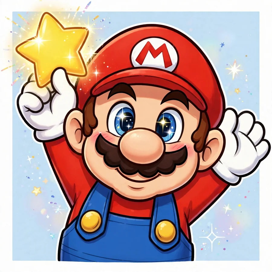 Mario pfp chibi: original holding star