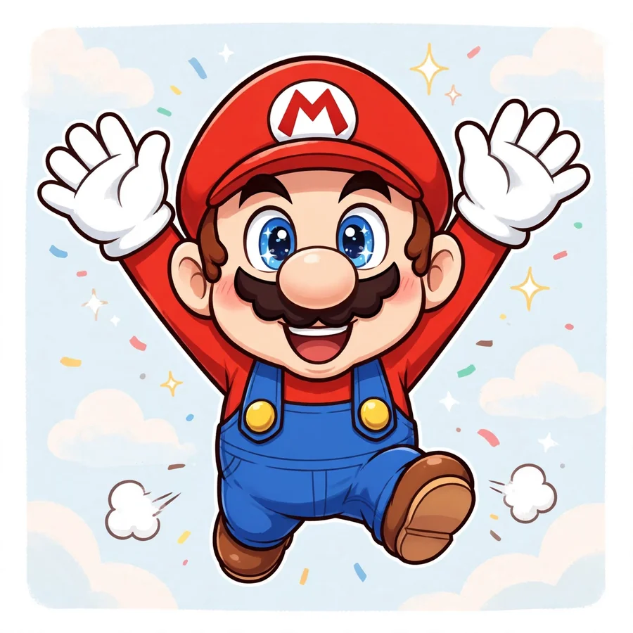 Chibi Mario pfps: original jumping for joy