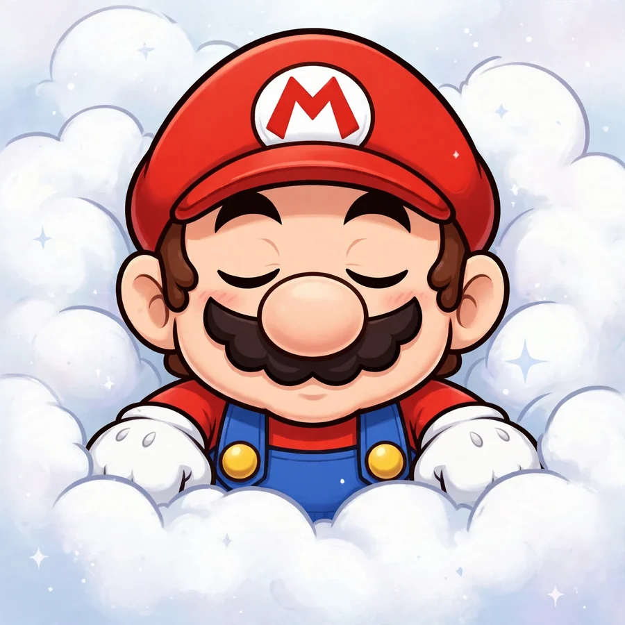Mario chibi pfp: original sleeping on cloud