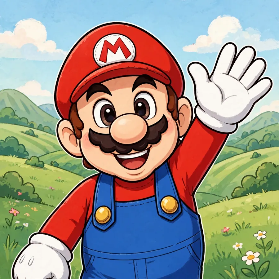 Mario pfp classic: original waving hello