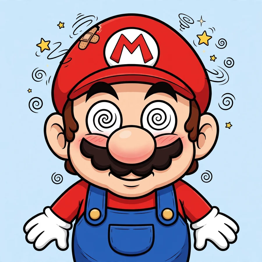 Funny Mario pfp: original dizzy spiral eyes