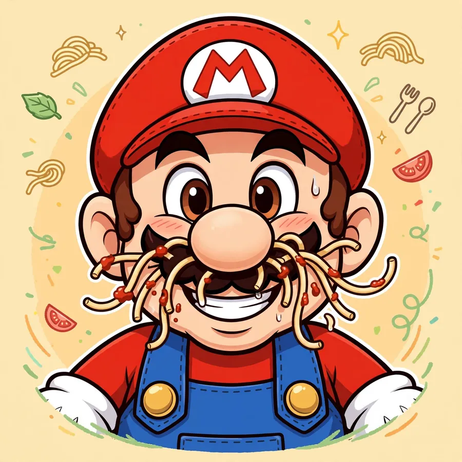 Mario pfp funny: original spaghetti mustache