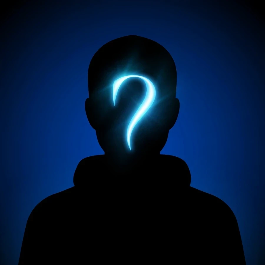 Unknown pfp: dark silhouette with a glowing question mark symbol