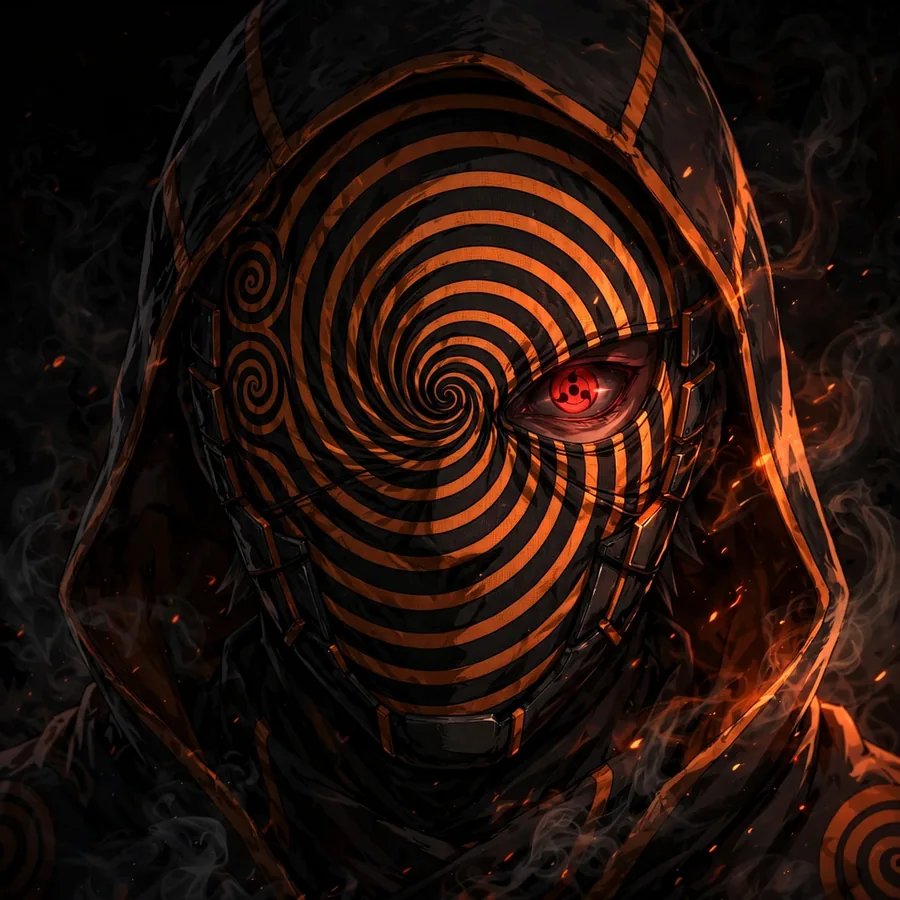 Obito Kamui pfp: original hypnotic concentric-ring spiral mask