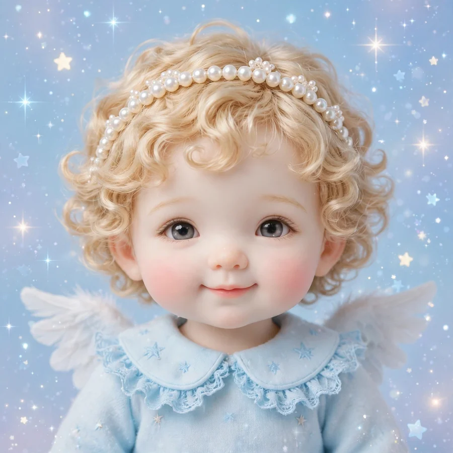 Aesthetic Sonny Angel pfps: original pearl headband cherub in blue