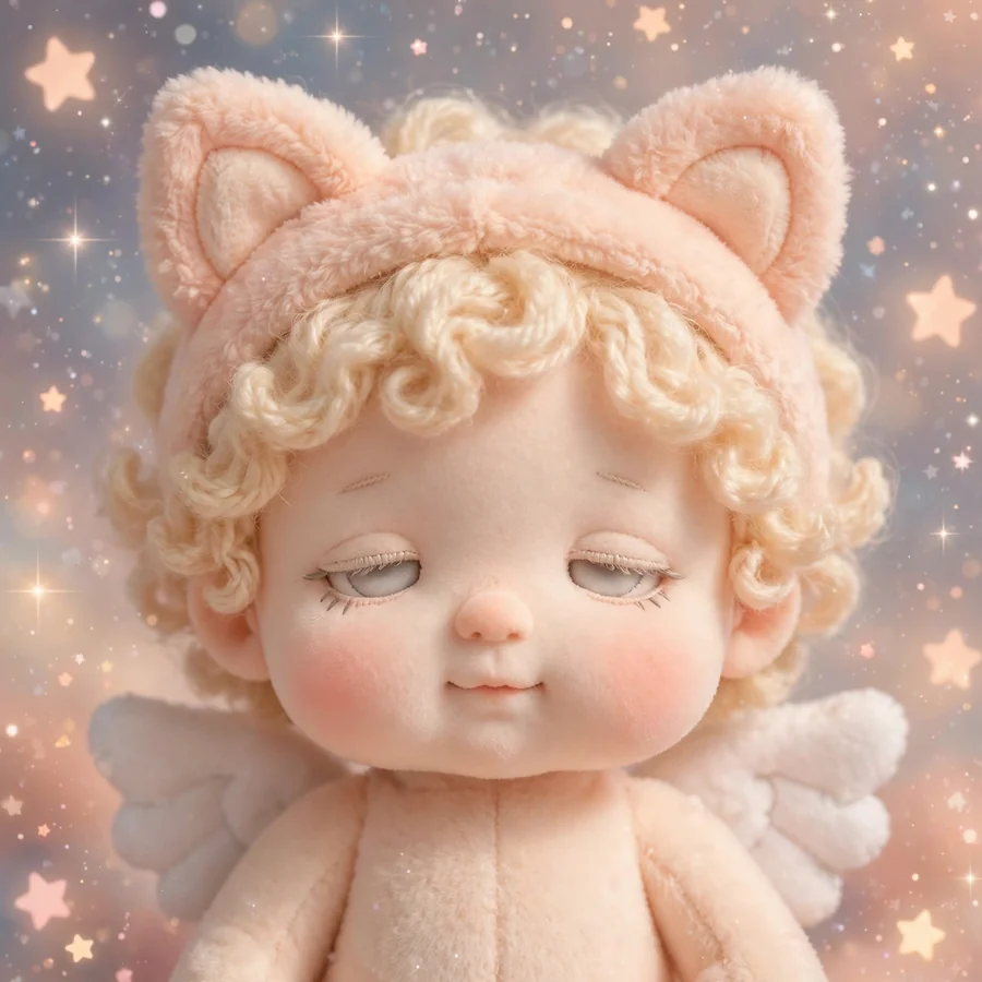Dreamy Sonny Angel pfp: original sleepy cat ears cherub under stars