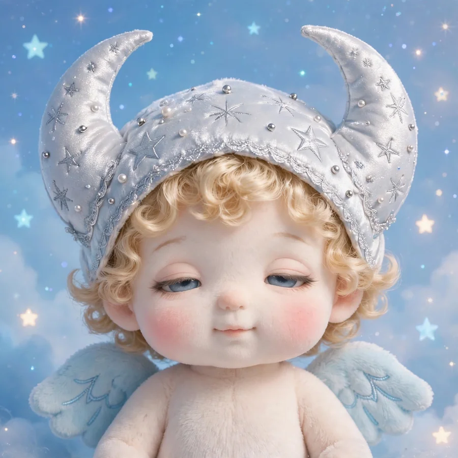 Sonny Angel dreamy pfp: original silver moon bonnet portrait