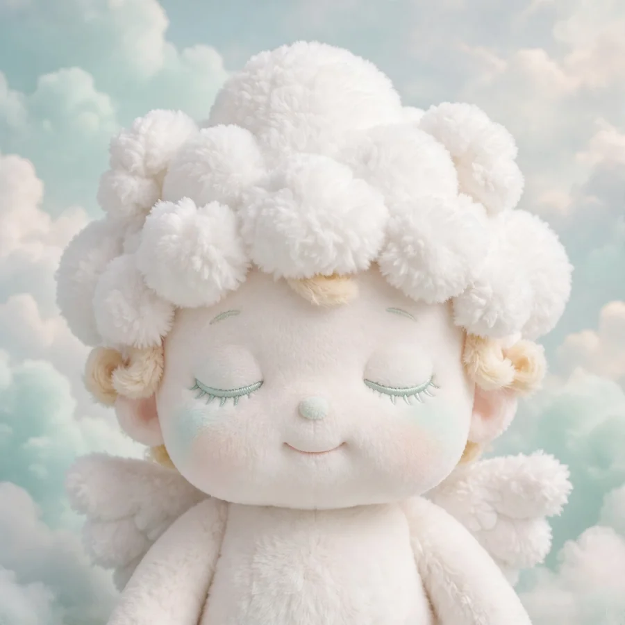 Dreamy Sonny Angel pfps: original cloud hair cherub with closed eyes