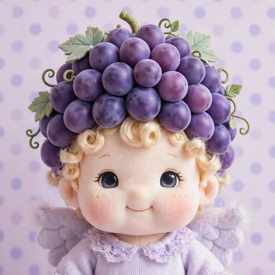 Sonny Angel fruit pfp: original purple grape cluster hat