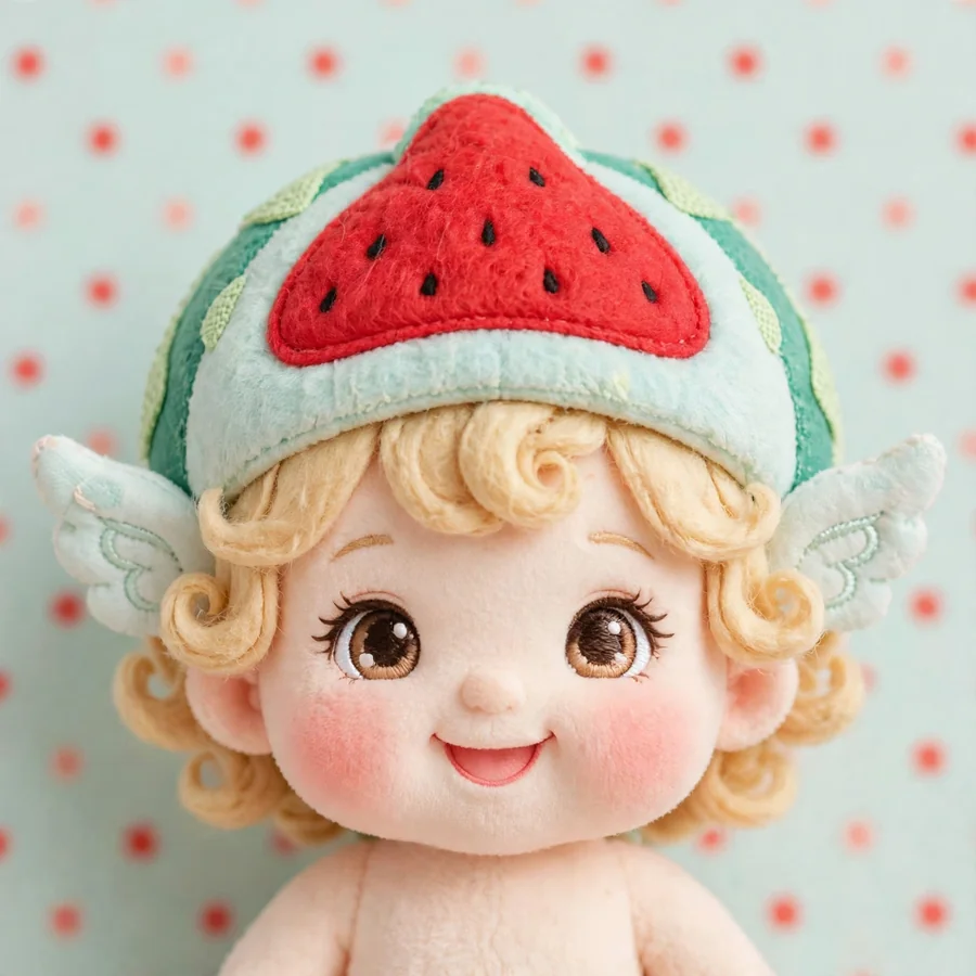 Sonny Angel pfp fruit: original knitted watermelon hat cherub