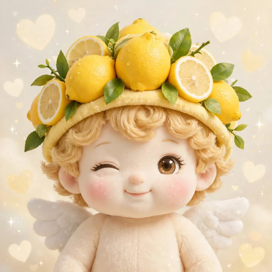 Fruit Sonny Angel pfps: original lemon crown cherub winking