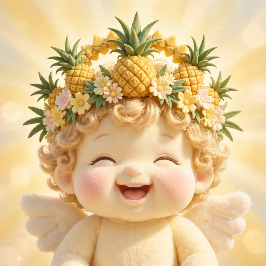 Sonny Angel nature pfp: original pineapple crown cherub laughing