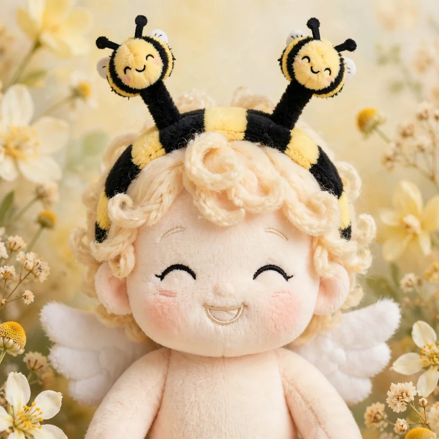 Sonny Angel pfps garden: original bee antennae cherub among flowers