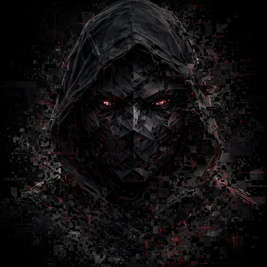Disturbing pfp: original dark aesthetic portrait with static noise and red accents