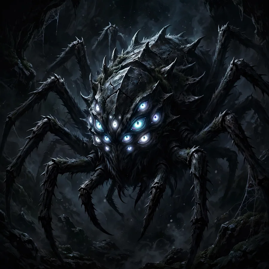 Horror profile pictures: original shadow creature with multiple glowing eyes
