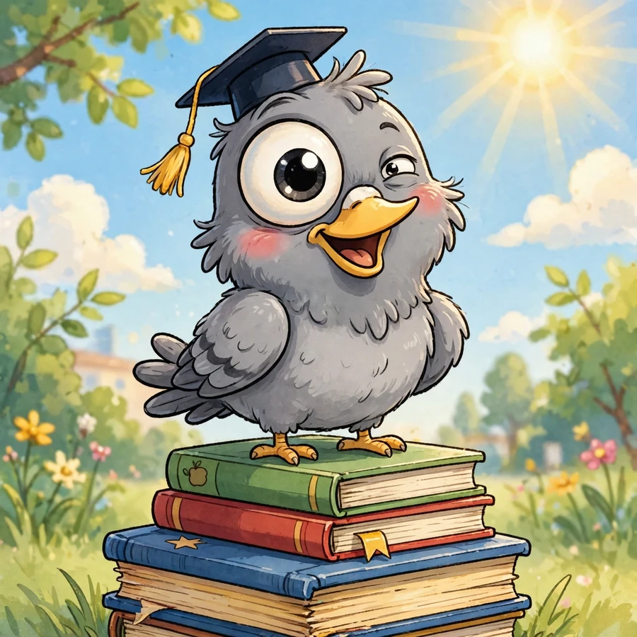 Funny school pfp: goofy pigeon wearing a tiny graduation cap