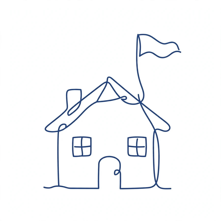 Minimalist school pfp: single-line drawing of a schoolhouse
