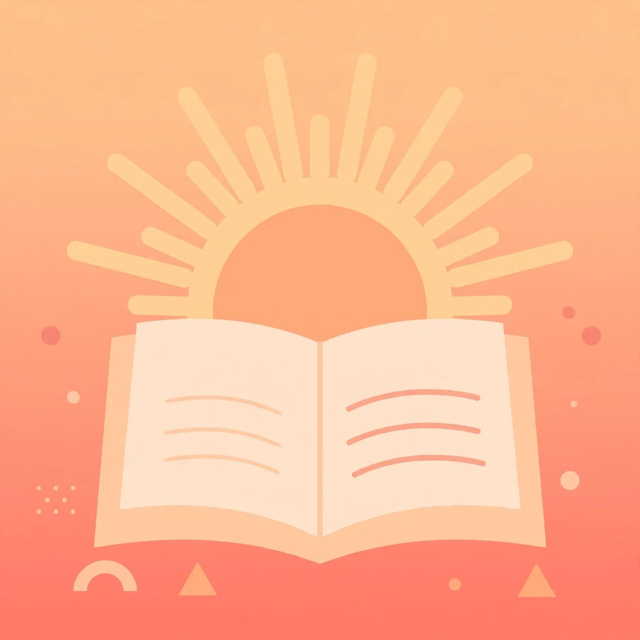 Pfp for school: minimalist sunrise over an open book