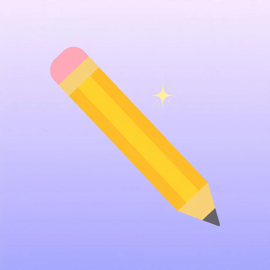 School pfp: minimalist pencil with sparkle on lavender