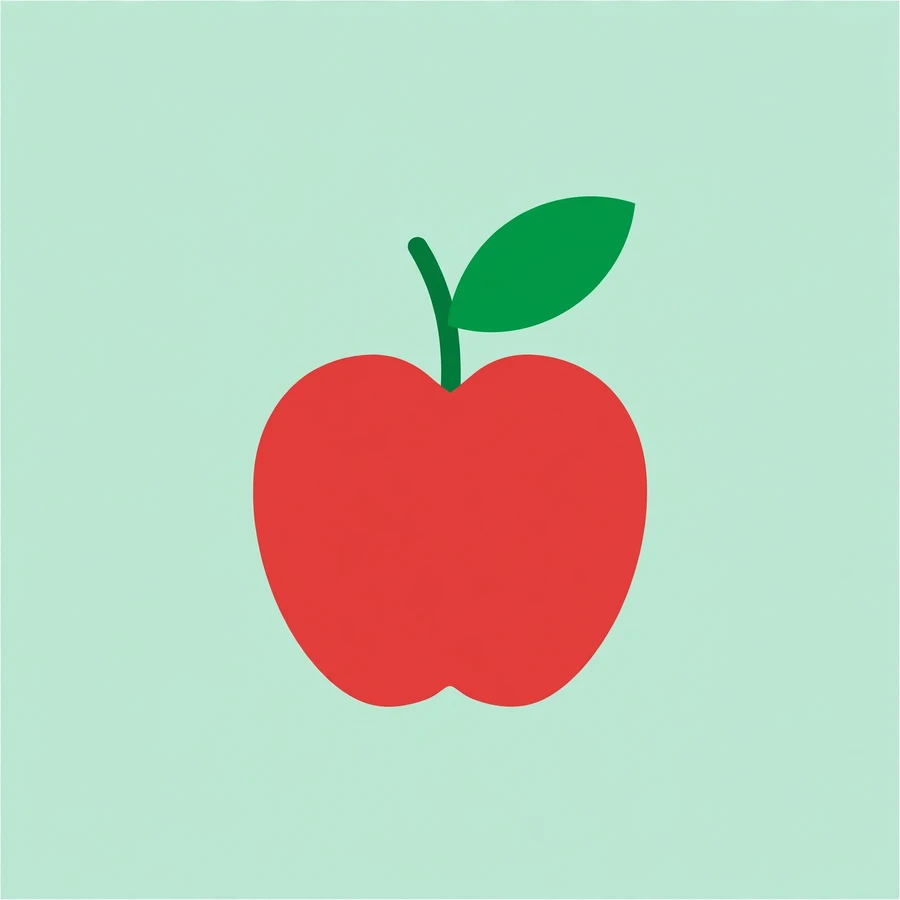 Minimalist school pfp: red apple silhouette on mint background