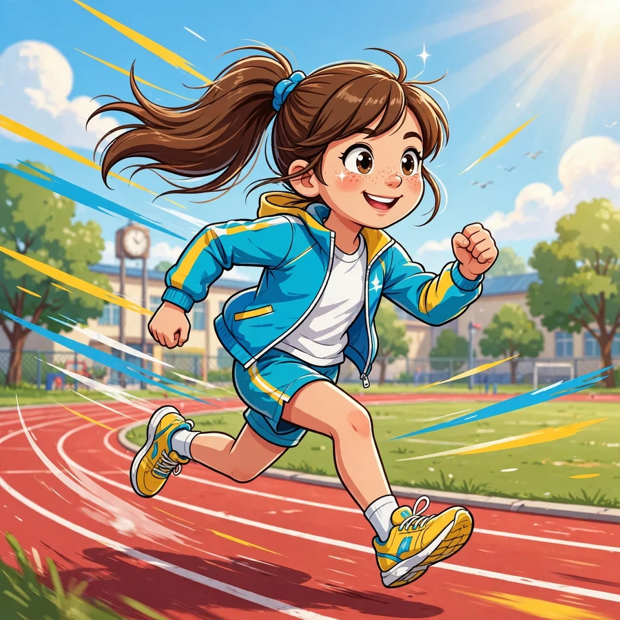 Sporty pfps for school: girl runner sprinting on a school track