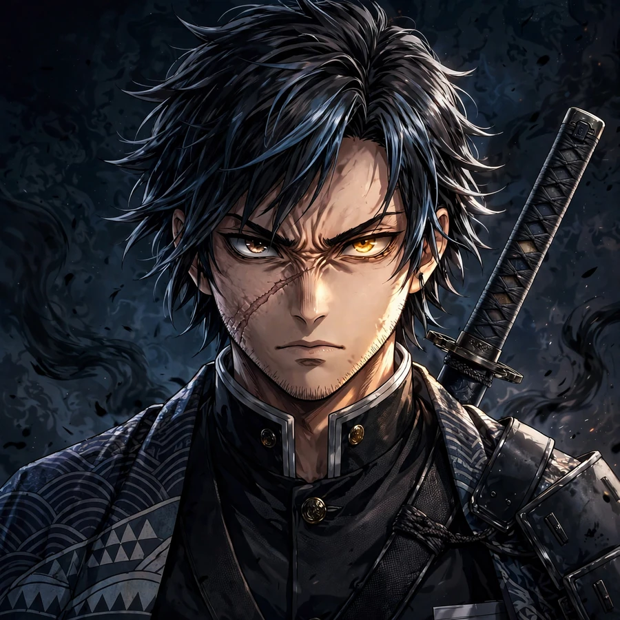 Demon slayer profile picture: fierce demon hunter with katana