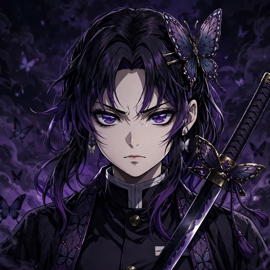 Demon slayer pfp: anime girl demon-slayer with butterfly hairpin