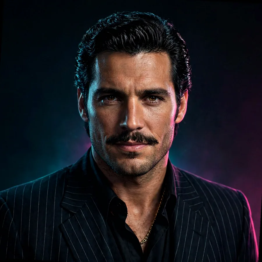 Scarface aesthetic pfp: original slim chain portrait, violet studio glow