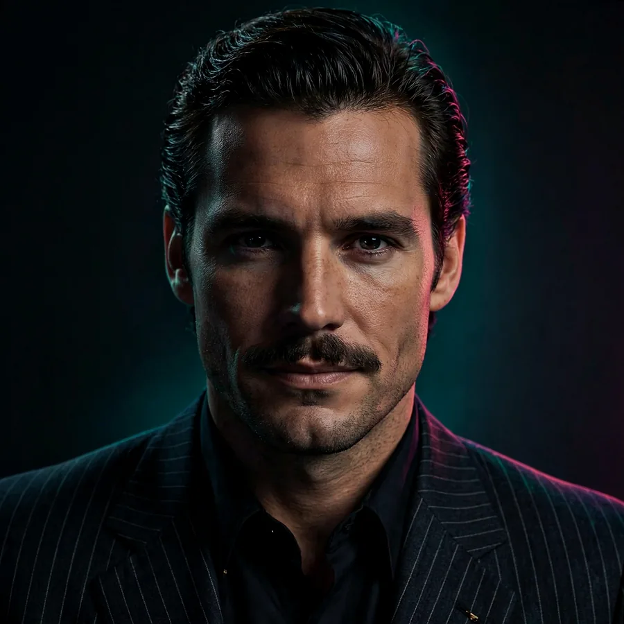 Classic Scarface pfps: original slicked hair and black shirt portrait