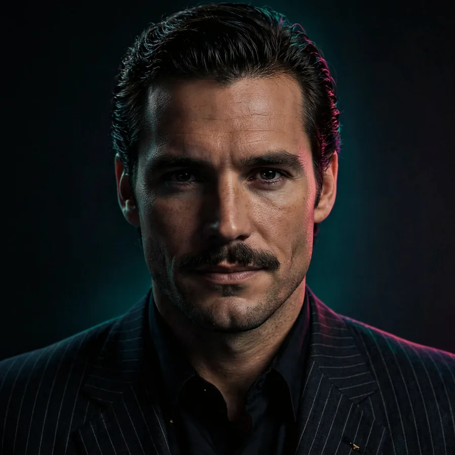 Classic Scarface pfps: original pinstripe suit portrait, moody studio light