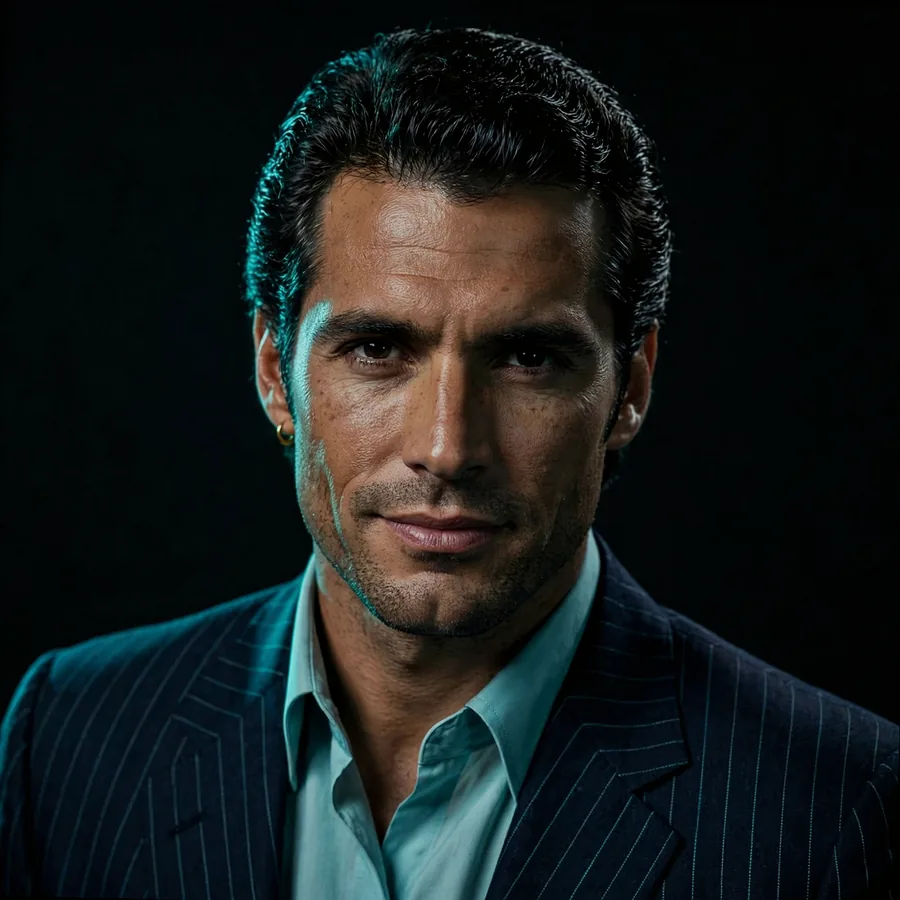 Miami Scarface pfps: original pinstripe suit and blue shirt portrait
