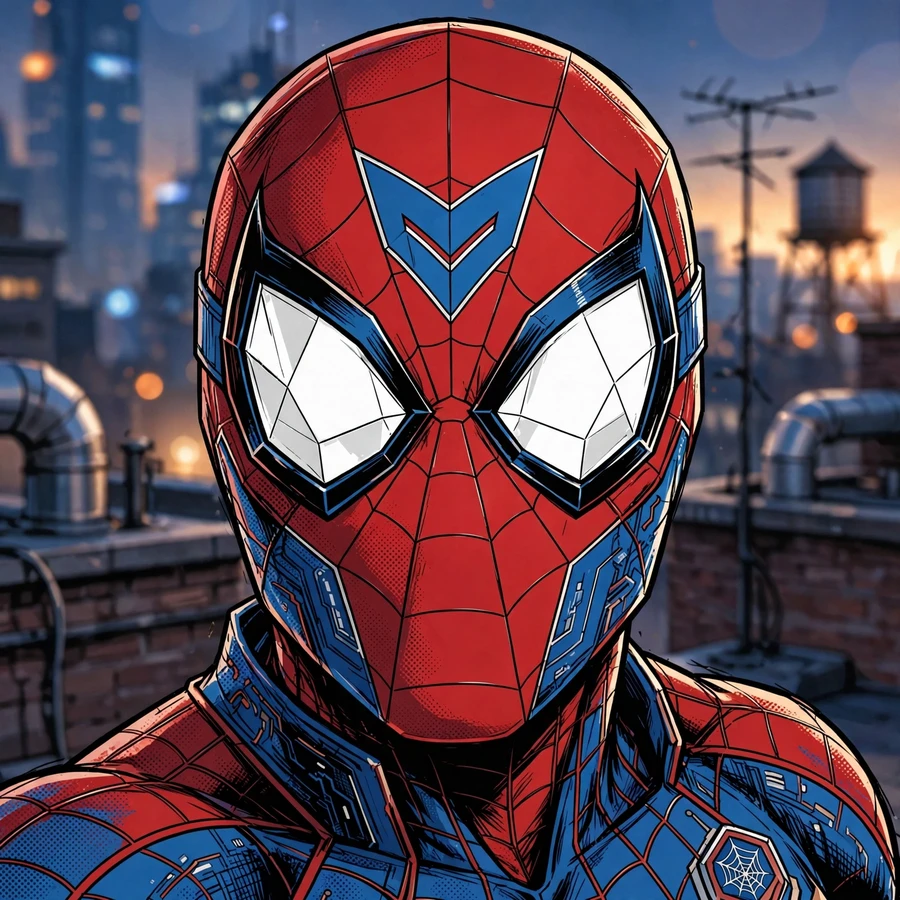 Spider-Man pfp: original red-and-blue web-slinger hero close-up portrait