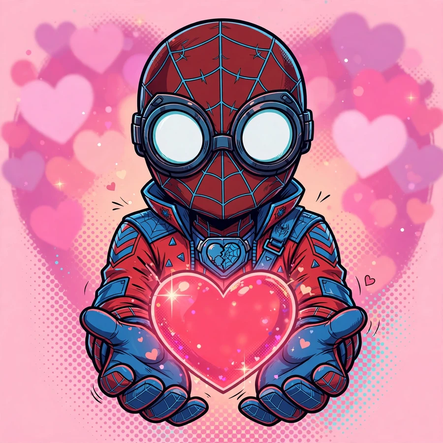 I love spider man pfp: original hero holding a glowing heart