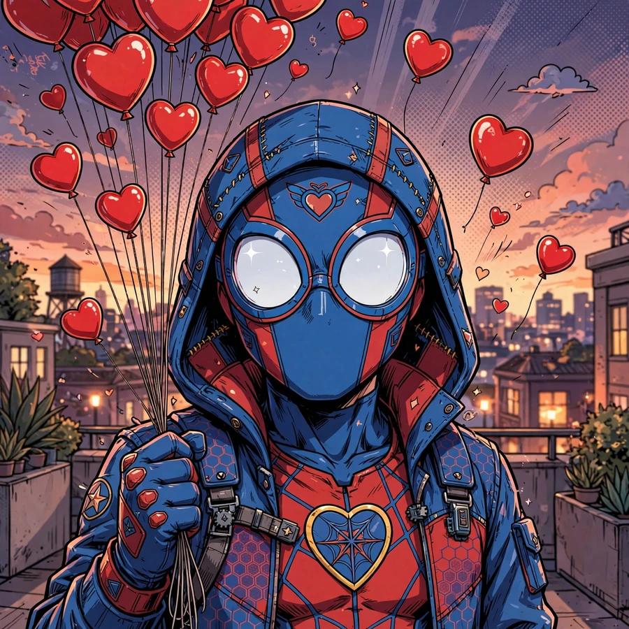 I love spider man pfp: original web-slinger with heart balloons