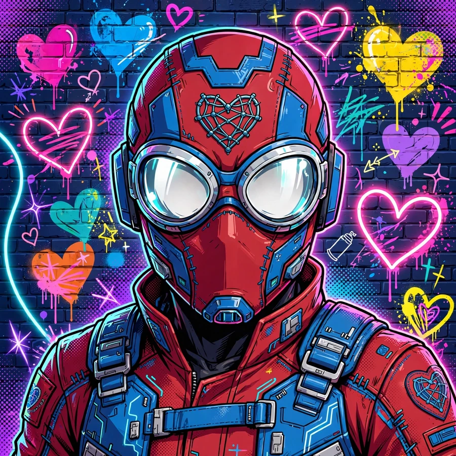 I love spider man pfp: original hero portrait with heart graffiti wall